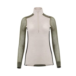 Aclima Woolnet Hybrid Mockneck W's Beige M/Olive N/Jet B