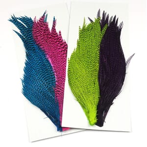 HarelineTyers 4 Colour Dyed Grizzly Salmon Starter Cape Set