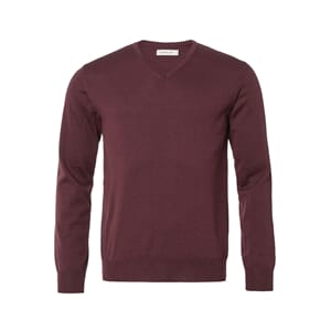Chevalier Aston V-Neck Merino Pullover Men Leather Brown